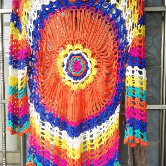 Beach Cover Up - Bright & Colorful Mesh bikini coverup kimono beach wrap - Picture 8 of 9